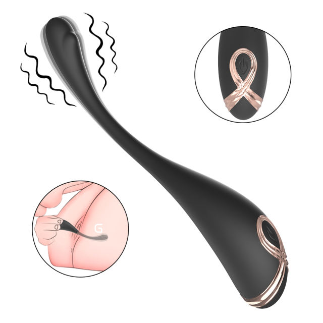 7.49" Black Rechargeable Silicone G-Spot Vibrator – 9 Vibrating Modes Slim Precision Design
