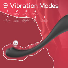 7.49" Black Rechargeable Silicone G-Spot Vibrator – 9 Vibrating Modes Slim Precision Design