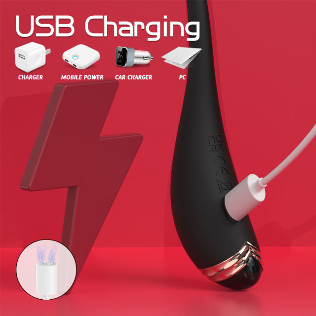 7.49" Black Rechargeable Silicone G-Spot Vibrator – 9 Vibrating Modes Slim Precision Design