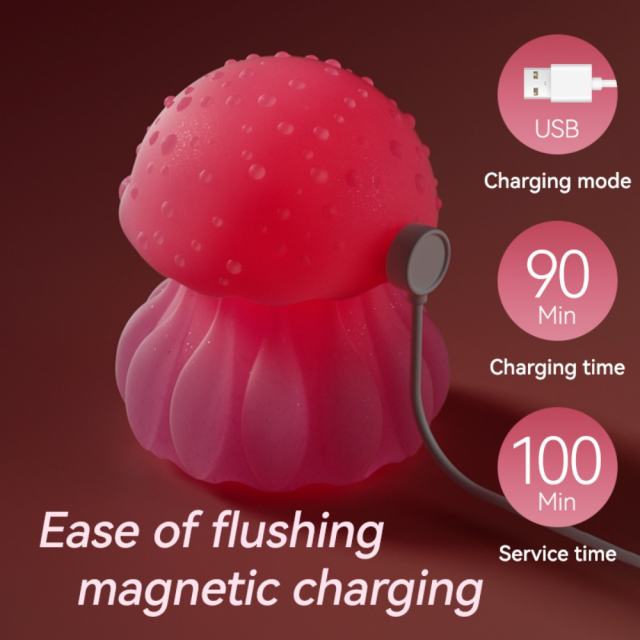 Pink Rechargeable Silicone Tongue Licking Vibrator – 10 Vibrating + 10 Licking + 7 Light Modes Cute Jellyfish Design
