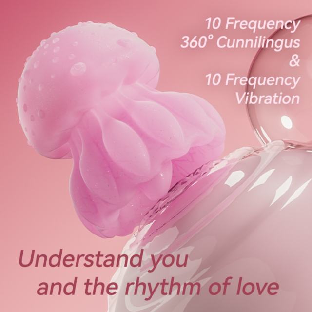 Pink Rechargeable Silicone Tongue Licking Vibrator – 10 Vibrating + 10 Licking + 7 Light Modes Cute Jellyfish Design
