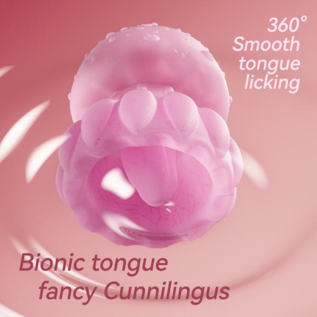 Pink Rechargeable Silicone Tongue Licking Vibrator – 10 Vibrating + 10 Licking + 7 Light Modes Cute Jellyfish Design