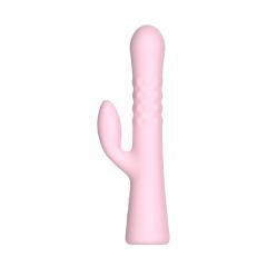 9.26" Pink Rechargeable Silicone Rabbit Vibrator – 10 Vibrating + 10 Rotating Beads Modes Dual Stimulation Design