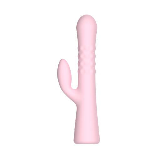 9.26" Pink Rechargeable Silicone Rabbit Vibrator – 10 Vibrating + 10 Rotating Beads Modes Dual Stimulation Design
