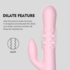 9.26" Pink Rechargeable Silicone Rabbit Vibrator – 10 Vibrating + 10 Rotating Beads Modes Dual Stimulation Design