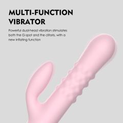 9.26" Pink Rechargeable Silicone Rabbit Vibrator – 10 Vibrating + 10 Rotating Beads Modes Dual Stimulation Design