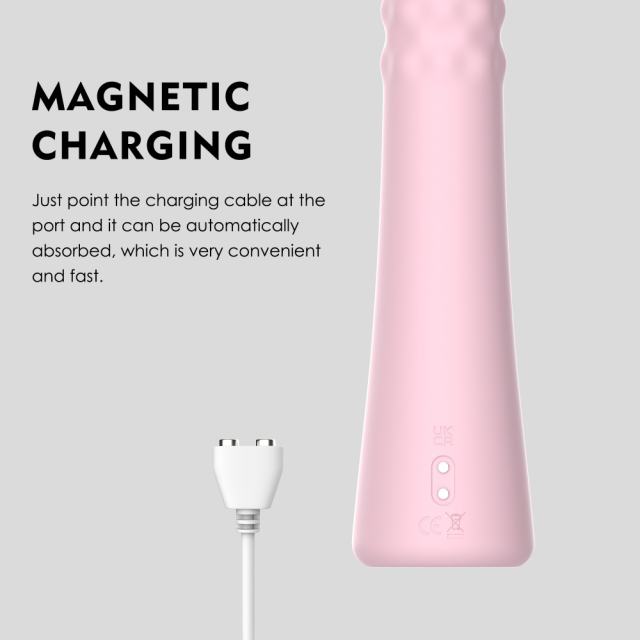 9.26" Pink Rechargeable Silicone Rabbit Vibrator – 10 Vibrating + 10 Rotating Beads Modes Dual Stimulation Design