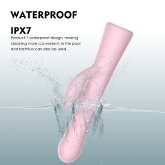 9.26" Pink Rechargeable Silicone Rabbit Vibrator – 10 Vibrating + 10 Rotating Beads Modes Dual Stimulation Design