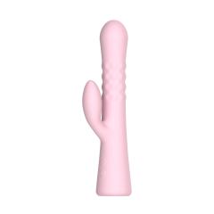 9.26" Pink Rechargeable Silicone Rabbit Vibrator – 10 Vibrating + 10 Rotating Beads Modes Dual Stimulation Design