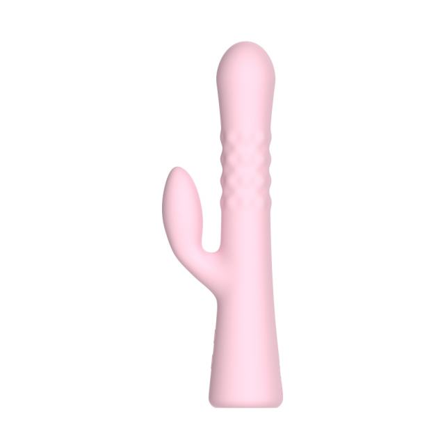 9.26" Pink Rechargeable Silicone Rabbit Vibrator – 10 Vibrating + 10 Rotating Beads Modes Dual Stimulation Design