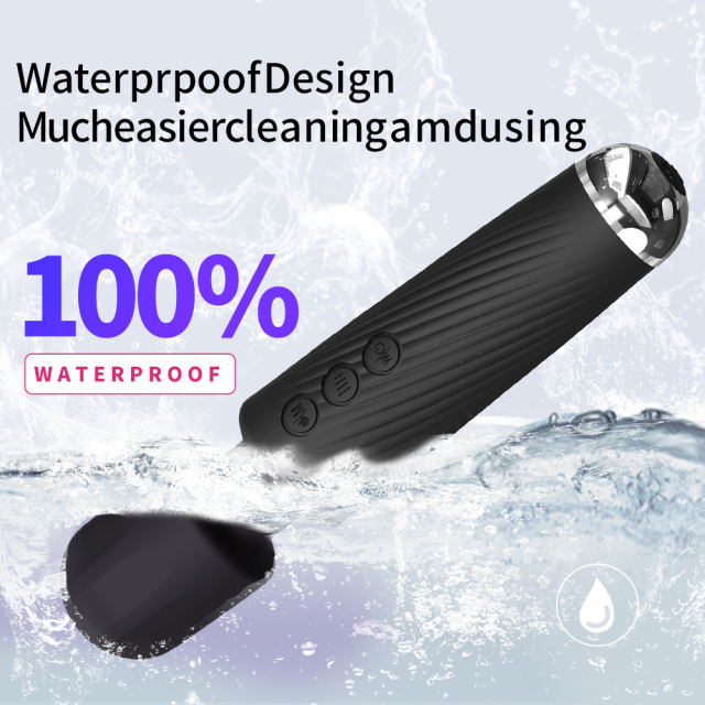 7.88" Black Rechargeable Silicone App-Controlled Wand Vibrator – 20 Vibrating Modes with Click Stimulation Head