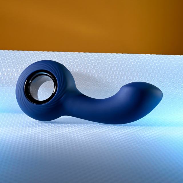12-Mode Curved Vibrating Black Silicone Butt Plug