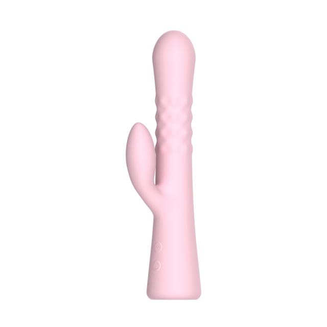 9.26" Pink Rechargeable Silicone Rabbit Vibrator – 10 Vibrating + 10 Rotating Beads Modes Dual Stimulation Design