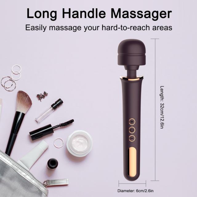13.00" Dark Purple Rechargeable Silicone Wand Massager – 10 Vibrating Modes Powerful Full-Body Stimulation