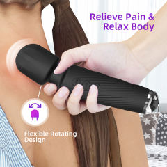 7.88" Black Rechargeable Silicone App-Controlled Wand Vibrator – 20 Vibrating Modes with Click Stimulation Head