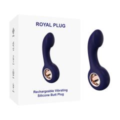 Customizable 12-Mode Curved Vibrating Blue Silicone Butt Plug