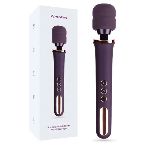13.00" Dark Purple Rechargeable Silicone Wand Massager – 10 Vibrating Modes Powerful Full-Body Stimulation