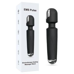 7.88" Black Rechargeable Silicone Magic Wand Vibrator – 20 Vibrating Modes with Click Stimulation Head