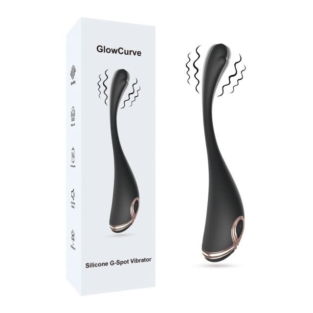 Customizable 7.49" Black Rechargeable Silicone G-Spot Vibrator – 9 Vibrating Modes Slim Precision Design