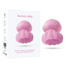 Pink Rechargeable Silicone Tongue Licking Vibrator – 10 Vibrating + 10 Licking + 7 Light Modes Cute Jellyfish Design