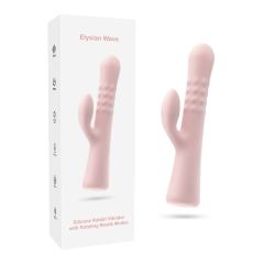 Customizable 9.26" Pink Rechargeable Silicone Rabbit Vibrator – 10 Vibrating + 10 Rotating Beads Modes Dual Stimulation Design