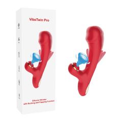 Customizable 7-Speed Red Color Silicone Vibrators with Sucking and Flapping Function