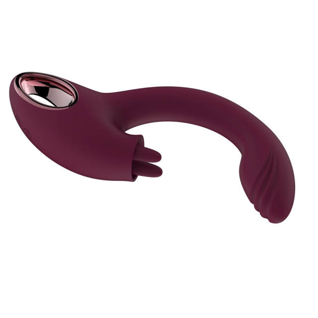 Customizable 8.59" Magenta Rechargeable Silicone Rabbit Vibrator – 7 Vibrating + 7 Tongue Licking Modes Dual Stimulation Design