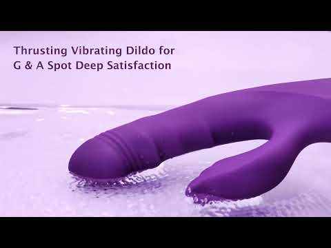 8.47'' Purple  Waterproof Rechargeable Silicone Thrusting Rabbit Vibrator – 10 Modes and Dual-Stimulation