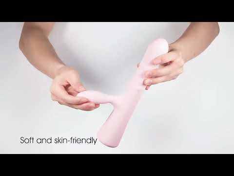 9.26" Pink Rechargeable Silicone Rabbit Vibrator – 10 Vibrating + 10 Rotating Beads Modes Dual Stimulation Design