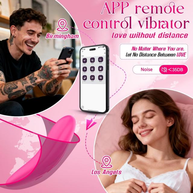 3.74" Magenta Rechargeable Silicone App-Controlled Vibrator – 9 Vibrating Modes Dual Control with Remote & Rotating Stimulation