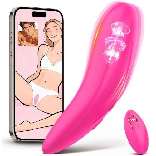 3.74" Magenta Rechargeable Silicone App-Controlled Vibrator – 9 Vibrating Modes Dual Control with Remote & Rotating Stimulation
