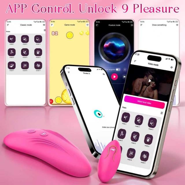 3.74" Magenta Rechargeable Silicone App-Controlled Vibrator – 9 Vibrating Modes Dual Control with Remote & Rotating Stimulation