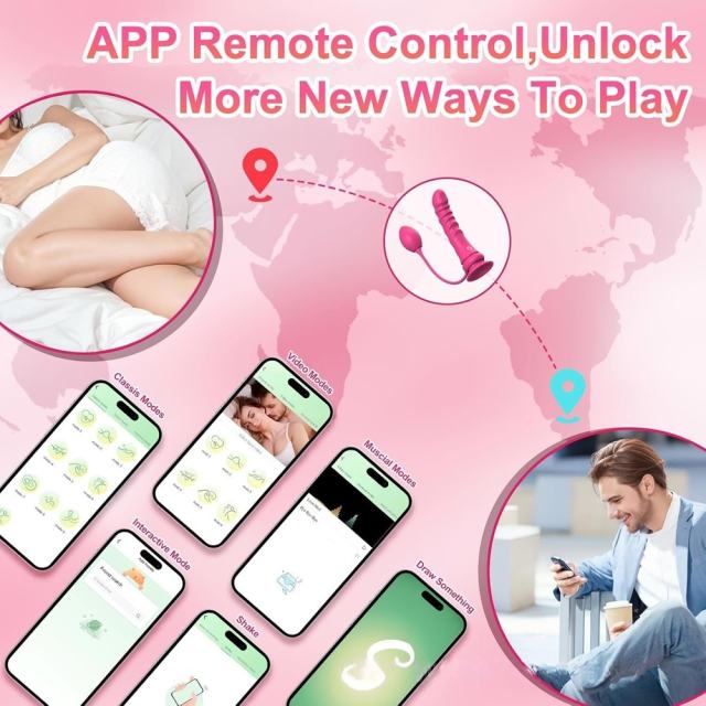 8.27" Magenta Rechargeable Silicone App-Controlled Strap-On Vibrator – 9 Vibrating Modes Wearable Panty Design for Couples