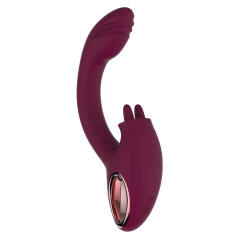 8.59" Magenta Rechargeable Silicone Rabbit Vibrator – 7 Vibrating + 7 Tongue Licking Modes Dual Stimulation Design
