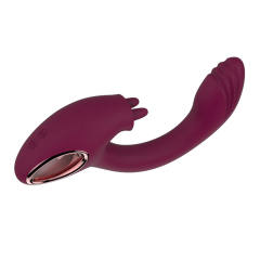 8.59" Magenta Rechargeable Silicone Rabbit Vibrator – 7 Vibrating + 7 Tongue Licking Modes Dual Stimulation Design