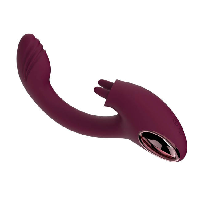 8.59" Magenta Rechargeable Silicone Rabbit Vibrator – 7 Vibrating + 7 Tongue Licking Modes Dual Stimulation Design