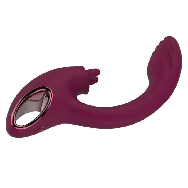 Customizable 8.59" Magenta Rechargeable Silicone Rabbit Vibrator – 7 Vibrating + 7 Tongue Licking Modes Dual Stimulation Design