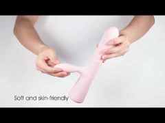 Customizable 9.26" Pink Rechargeable Silicone Rabbit Vibrator – 10 Vibrating + 10 Rotating Beads Modes Dual Stimulation Design