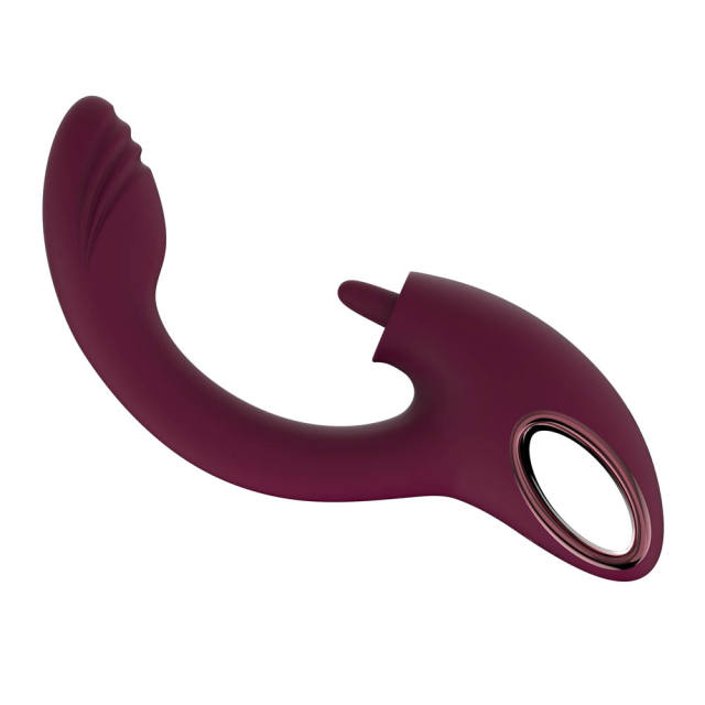 8.59" Magenta Rechargeable Silicone Rabbit Vibrator – 7 Vibrating + 7 Tongue Licking Modes Dual Stimulation Design