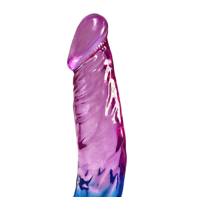 8.27'' Purple & Blue TPE Realistic Dildo with Balls and Strong Suction Cup