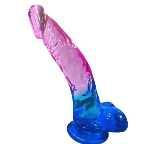 8.27'' Purple & Blue TPE Realistic Dildo with Balls and Strong Suction Cup