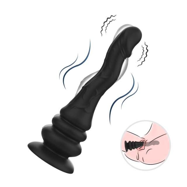 Customizable  9-Speed Remote Control Wriggling Rechargeable Waterproof Silicone Vibrator with Suction Base