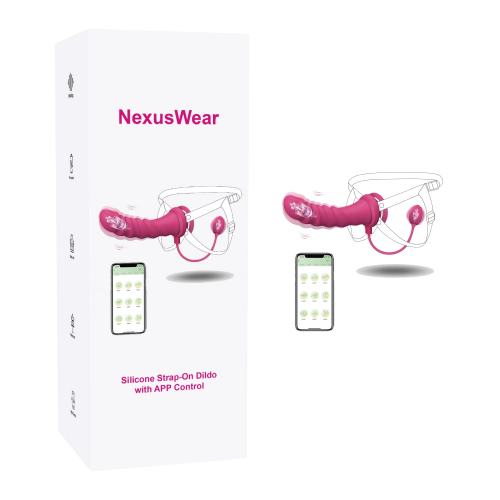 8.27" Magenta Rechargeable Silicone App-Controlled Strap-On Vibrator – 9 Vibrating Modes Wearable Panty Design for Couples
