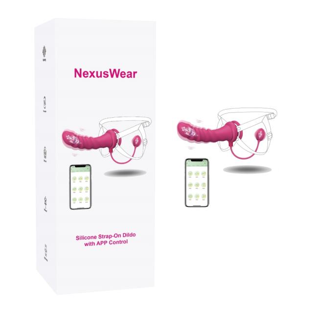 8.27" Magenta Rechargeable Silicone App-Controlled Strap-On Vibrator – 9 Vibrating Modes Wearable Panty Design for Couples