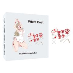 8-Piece Set White & Red Bondage Restraint Kit