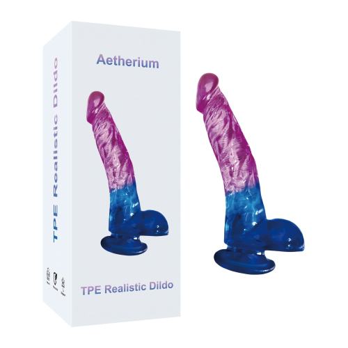 Customizable  8.27'' Purple & Blue TPE Realistic Dildo with Balls and Strong Suction Cup