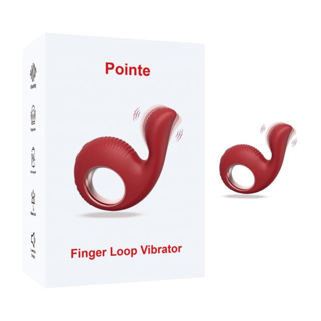 Customizable 10-Mode Wateproof Rechargeable Silicone Red Finger Loop Vibrator