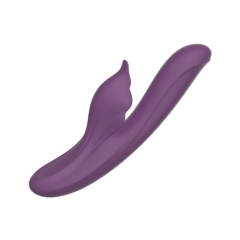 9.46" Dark Purple Rechargeable Silicone Rabbit Vibrator – 10 Vibrating + 7 Thrusting + 5 Tapping Modes Triple Stimulation Design