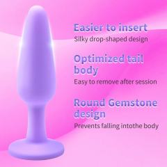 3 Sizes Purple Silicone Anal Plug Set – Progressive Training Kit with Gem Base Design
