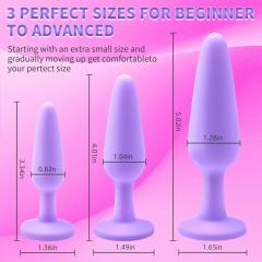 3 Sizes Purple Silicone Anal Plug Set – Progressive Training Kit with Gem Base Design